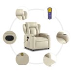 Fauteuil de massage inclinable crème similicuir – Image 4