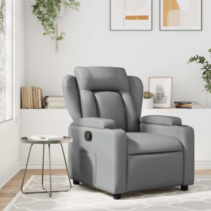 Fauteuil de massage inclinable gris similicuir