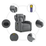Fauteuil de massage inclinable gris similicuir – Image 4