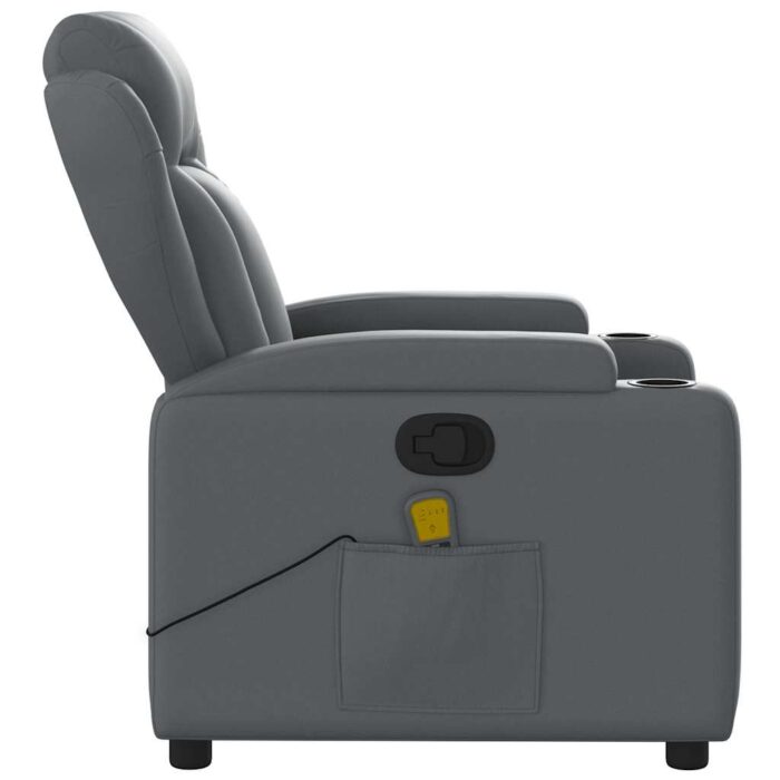 Fauteuil de massage inclinable gris similicuir – Image 6