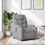Fauteuil inclinable de massage gris clair tissu