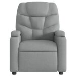 Fauteuil inclinable de massage gris clair tissu – Image 5