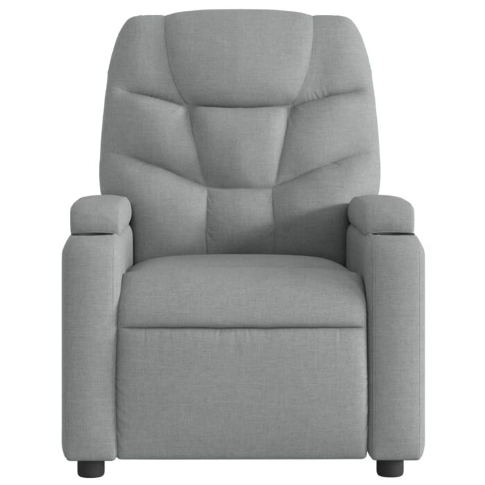 Fauteuil inclinable de massage gris clair tissu – Image 5