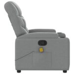 Fauteuil inclinable de massage gris clair tissu – Image 6
