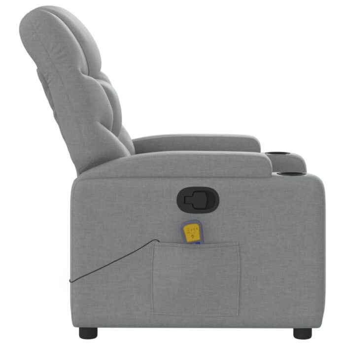 Fauteuil inclinable de massage gris clair tissu – Image 6