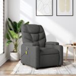 Fauteuil inclinable de massage gris foncé tissu