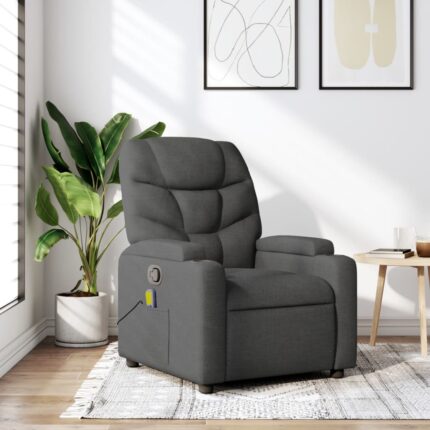 Fauteuil inclinable de massage gris foncé tissu