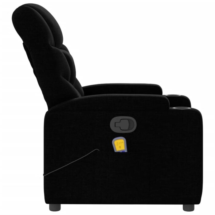 Fauteuil inclinable de massage noir tissu – Image 6