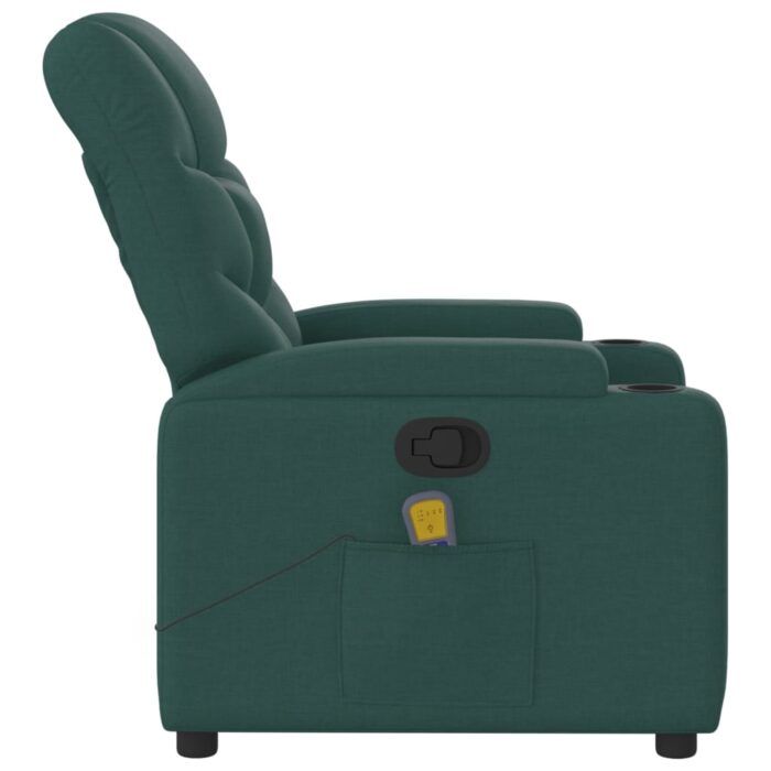 Fauteuil inclinable de massage vert foncé tissu – Image 6