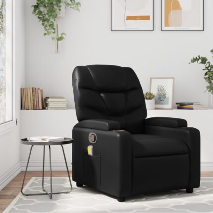 Fauteuil de massage inclinable noir similicuir