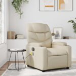 Fauteuil de massage inclinable crème similicuir