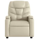 Fauteuil de massage inclinable crème similicuir – Image 5