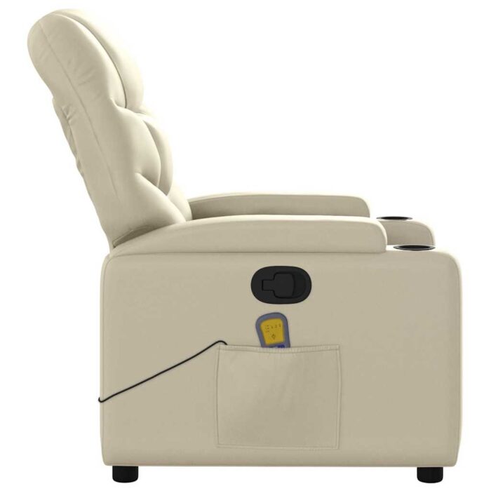 Fauteuil de massage inclinable crème similicuir – Image 6
