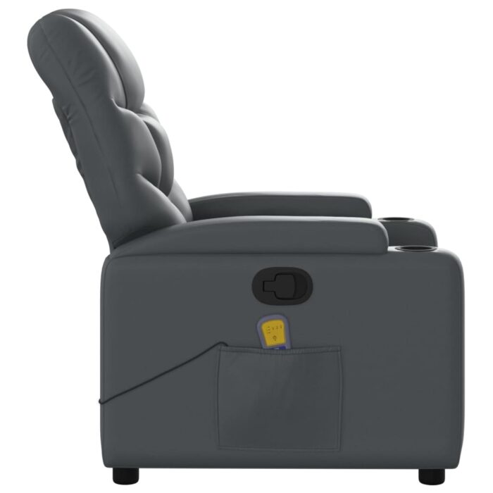 Fauteuil de massage inclinable gris similicuir – Image 6