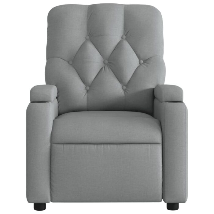 Fauteuil inclinable de massage gris clair tissu – Image 5