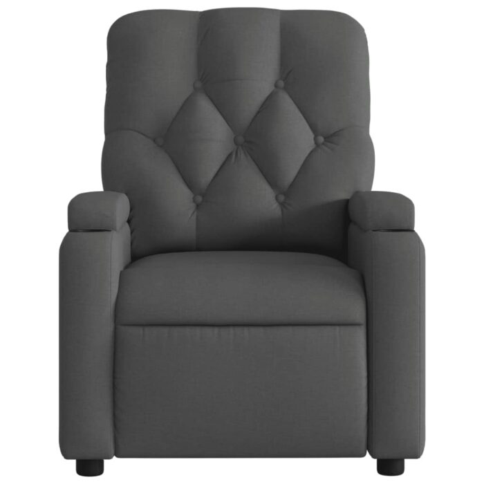 Fauteuil inclinable de massage gris foncé tissu – Image 5