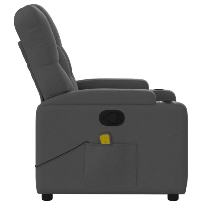 Fauteuil inclinable de massage gris foncé tissu – Image 6