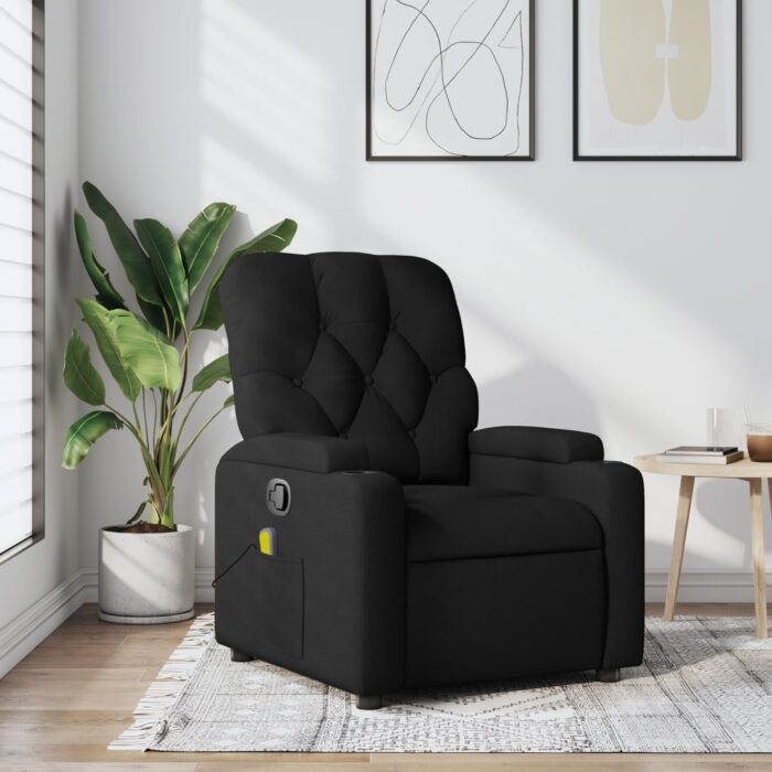 Fauteuil inclinable de massage noir tissu – Image 1