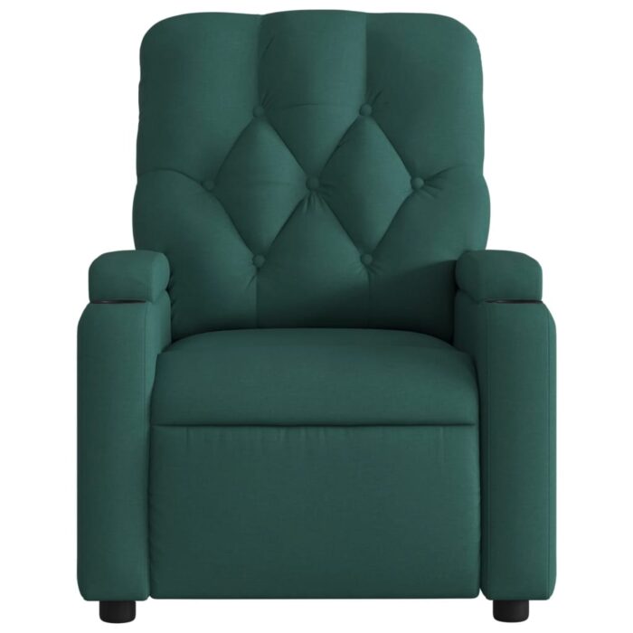 Fauteuil inclinable de massage vert foncé tissu – Image 5