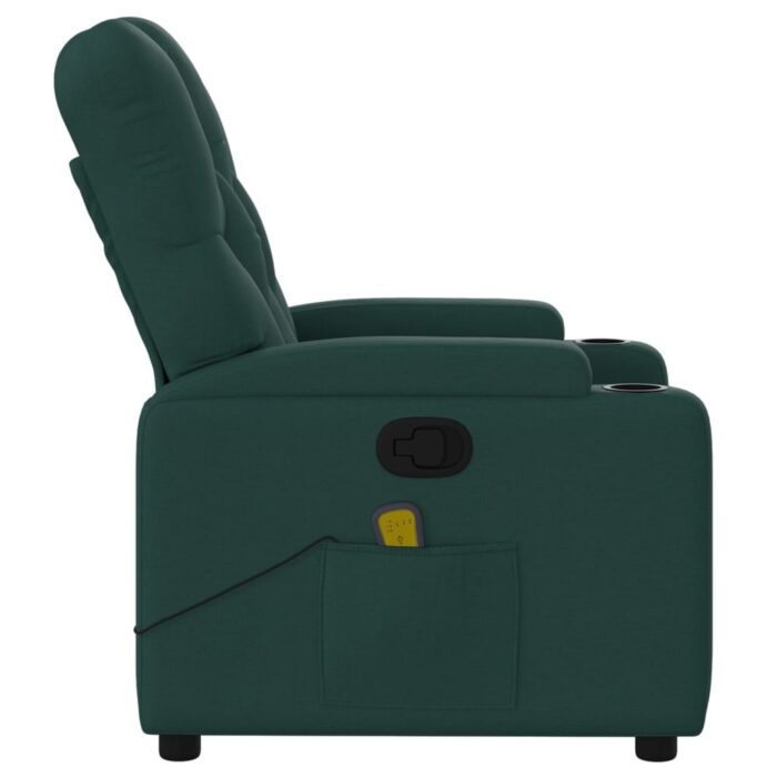 Fauteuil inclinable de massage vert foncé tissu – Image 6
