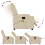 Fauteuil inclinable de massage crème tissu – Image 3