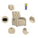 Fauteuil inclinable de massage crème tissu – Image 4