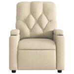 Fauteuil inclinable de massage crème tissu – Image 5
