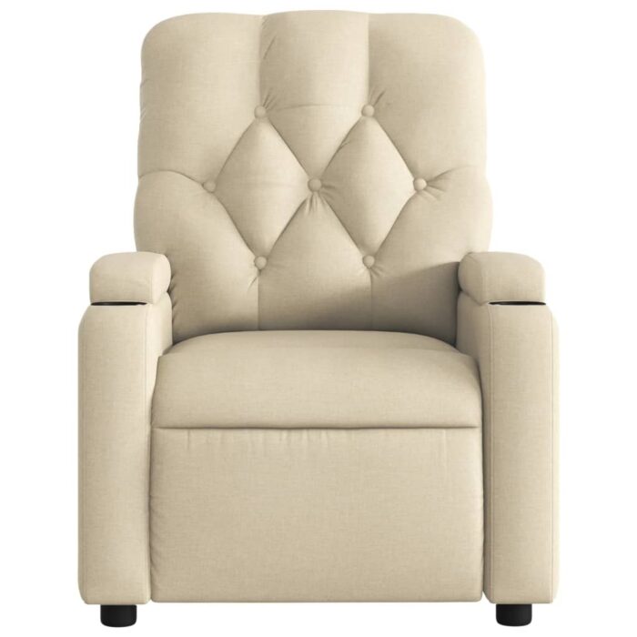 Fauteuil inclinable de massage crème tissu – Image 5