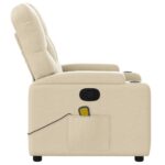 Fauteuil inclinable de massage crème tissu – Image 6