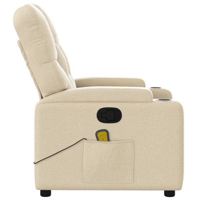 Fauteuil inclinable de massage crème tissu – Image 6