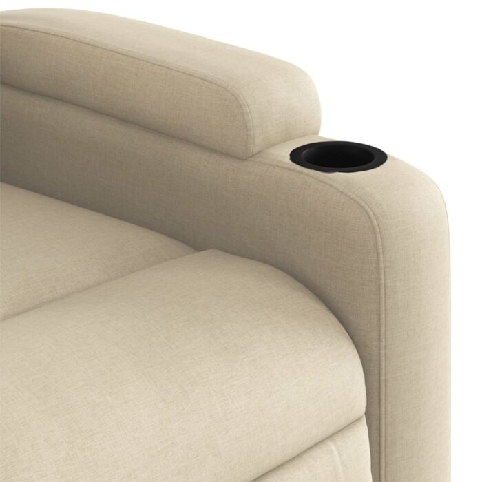 Fauteuil inclinable de massage crème tissu – Image 7