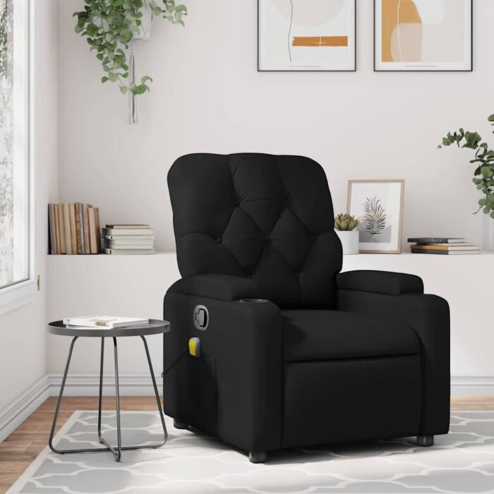 Fauteuil de massage inclinable noir similicuir – Image 1