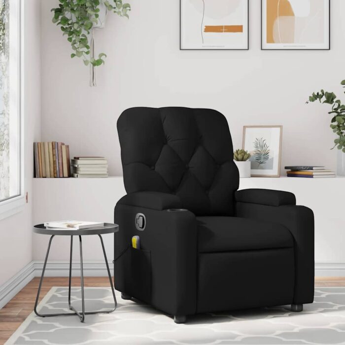 Fauteuil de massage inclinable noir similicuir – Image 10