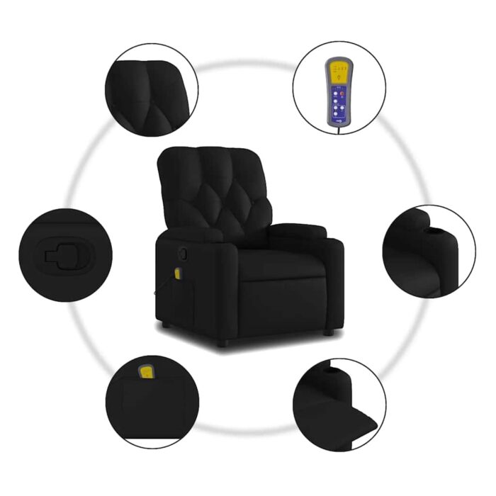 Fauteuil de massage inclinable noir similicuir – Image 4