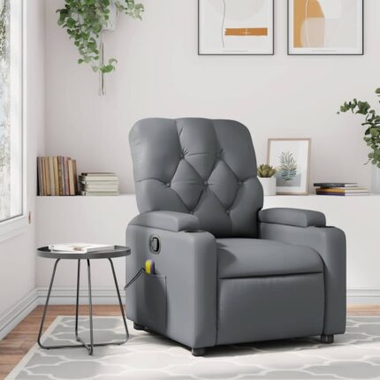 Fauteuil de massage inclinable gris similicuir