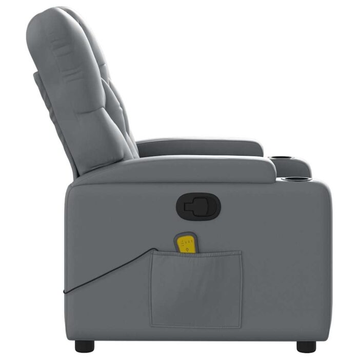 Fauteuil de massage inclinable gris similicuir – Image 6