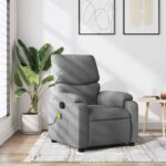 Fauteuil inclinable de massage gris clair tissu