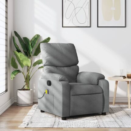 Fauteuil inclinable de massage gris clair tissu