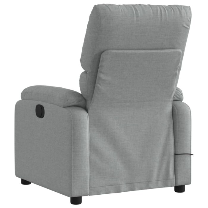 Fauteuil inclinable de massage gris clair tissu – Image 2