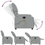 Fauteuil inclinable de massage gris clair tissu – Image 3