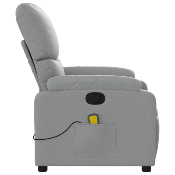 Fauteuil inclinable de massage gris clair tissu – Image 6