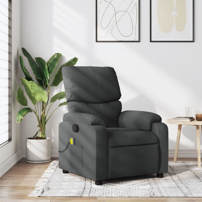 Fauteuil inclinable de massage gris foncé tissu – Image 1