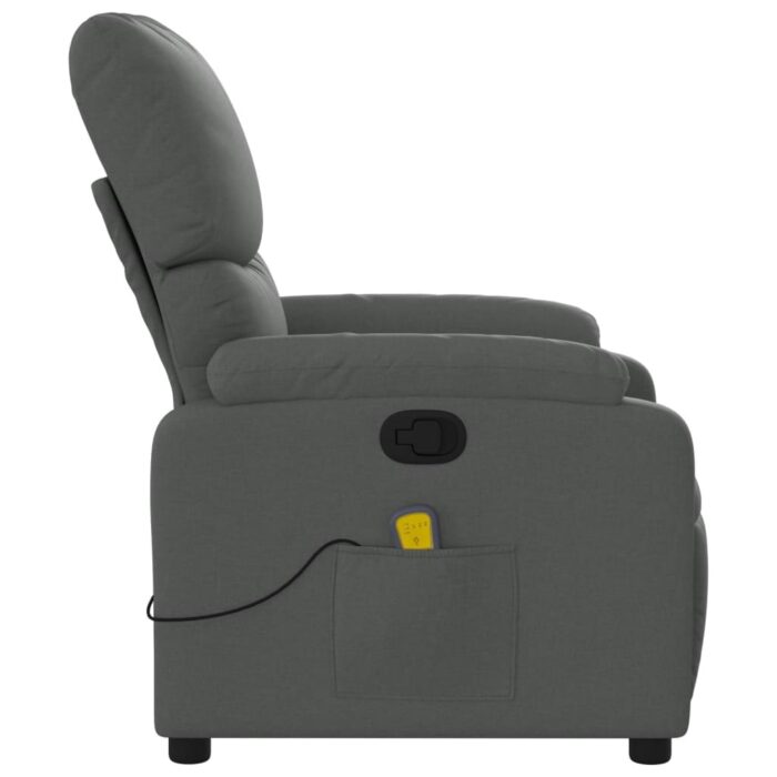 Fauteuil inclinable de massage gris foncé tissu – Image 6