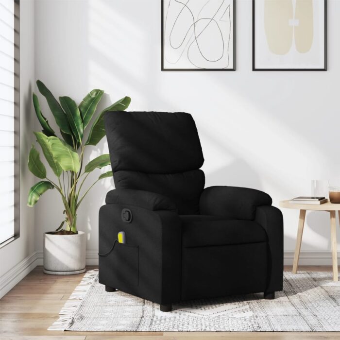 Fauteuil inclinable de massage noir tissu – Image 1