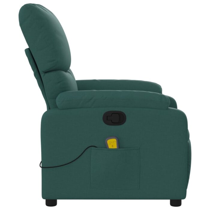 Fauteuil inclinable de massage vert foncé tissu – Image 6