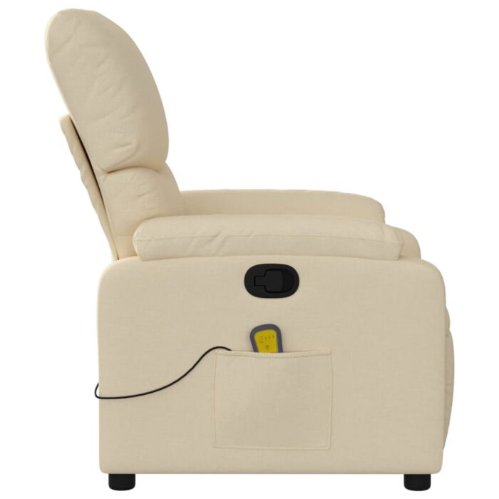 Fauteuil inclinable de massage crème tissu – Image 6