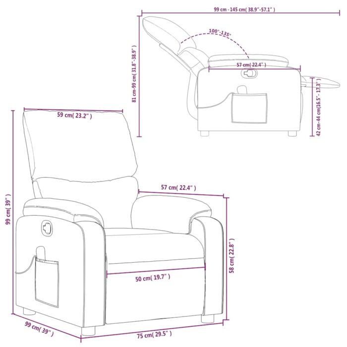 Fauteuil de massage inclinable crème similicuir – Image 10