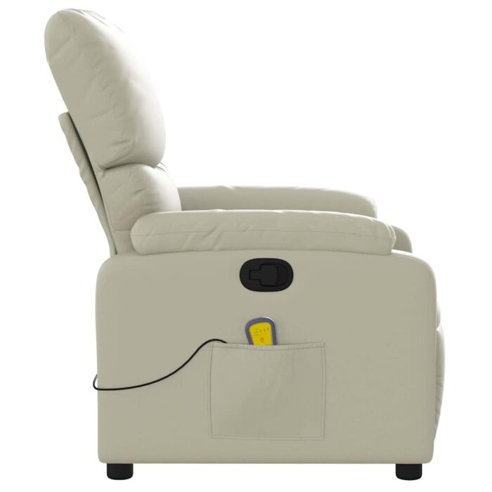 Fauteuil de massage inclinable crème similicuir – Image 6