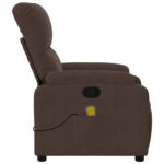 Fauteuil inclinable de massage marron tissu microfibre – Image 6
