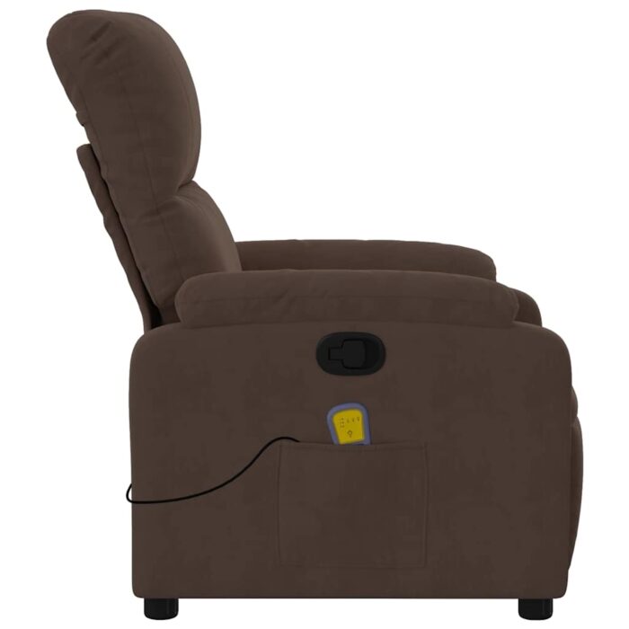 Fauteuil inclinable de massage marron tissu microfibre – Image 6